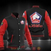 LOSC Lille Black Red Baseball Jacket
