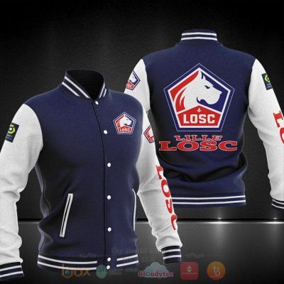 LOSC Lille Dark Blue White Baseball Jacket