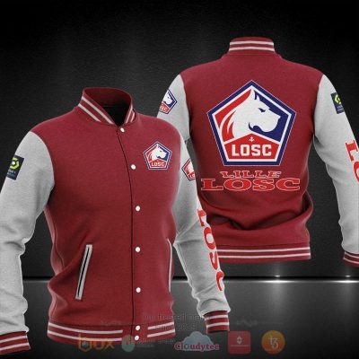 LOSC Lille Red Grey Baseball Jacket