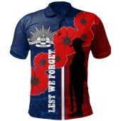 Australia Anzac Day Polo Shirt - Lest We Forget Remebrance Day (Black) Polo Shirt