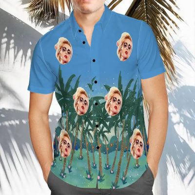 Lady Gaga Blue Coconut Grove Hawaiian Shirt