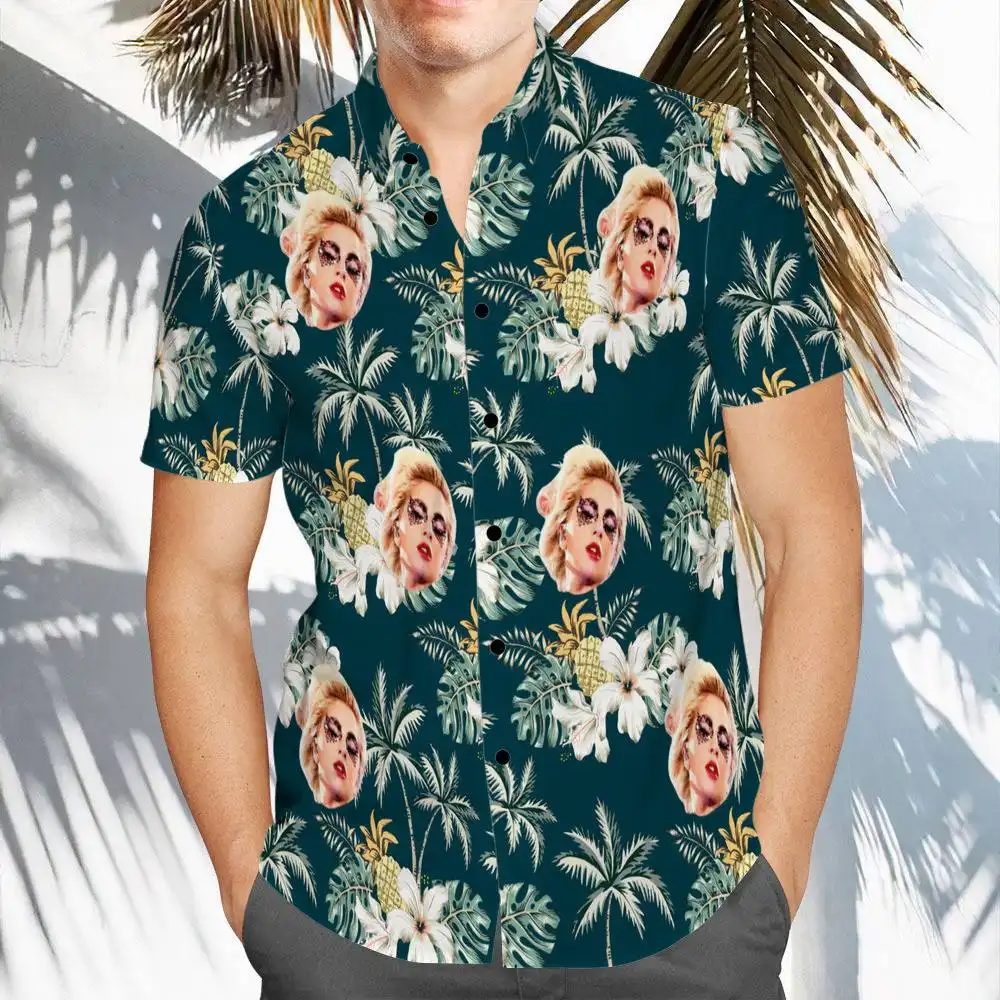Lady Gaga Floral Pattern Hawaiian Shirt Lady Gaga Floral Pattern Hawaiian Shirt