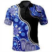 Australia Polo Shirt Aboriginal Dot Painting Blue