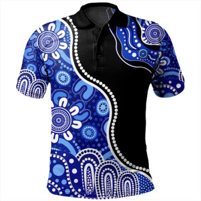 Australia Polo Shirt Aboriginal Dot Painting Blue