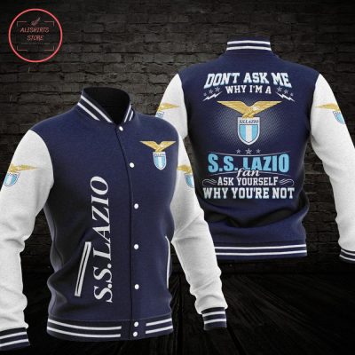 SS Lazio Dark Blue White Baseball Jacket
