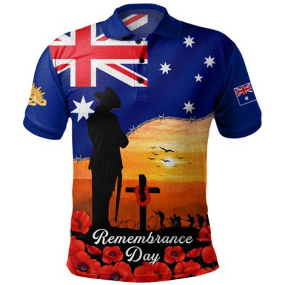Australia Polo Shirt Lest We Forget Remembrance Day Tribute