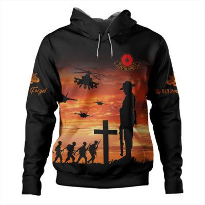 Australia Hoodie Anzac Lest We Forget Sunset Soldiers Army