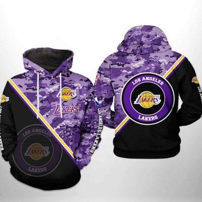 NBA Los Angeles Lakers Purple Black Camo Pullover Hoodie