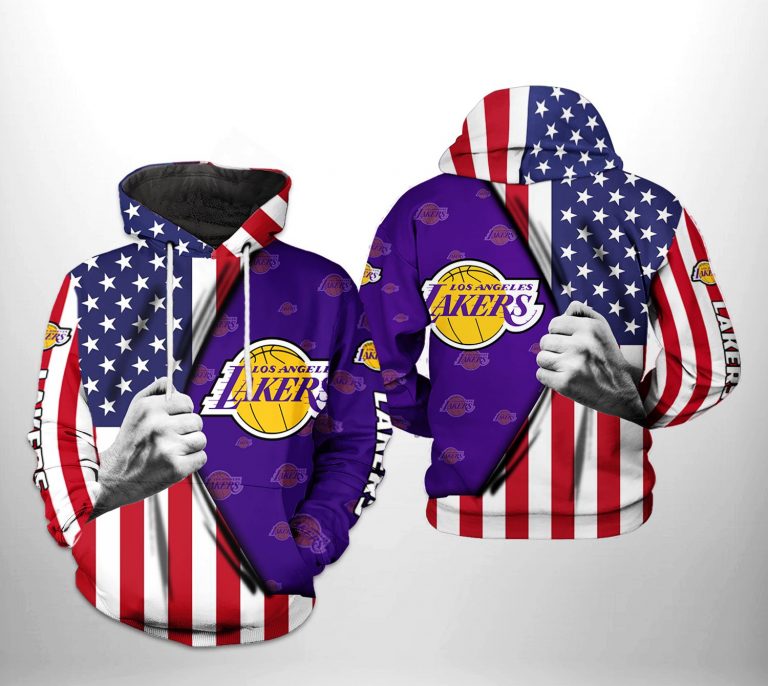 NBA Los Angeles Lakers US Flag Pullover Hoodie V2 NBA Los Angeles Lakers US Flag Pullover Hoodie V2