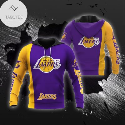 NBA Los Angeles Lakers Purple Golden Pullover Hoodie V5