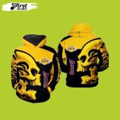 NBA Los Angeles Lakers Golden Black Skull Pullover Hoodie V6