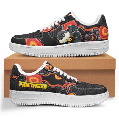 Penrith Panthers Low Top Sneakers F1 - Penrith Panthers Aboriginal Inspired with Ball Indigenous Style of Dot Painting Traditional Sneakers