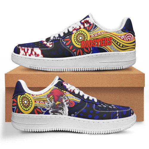 Sydney Roosters Low Top Sneakers F1 - Angry Rooster with Aboriginal Inspired Indigenous Dot Painting Style Sneakers Sydney Roosters Low Top Sneakers F1 - Angry Rooster with Aboriginal Inspired Indigenous Dot Painting Style Sneakers