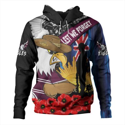 Manly Warringah Sea Eagles Hoodie United In Spirit Anzac Day Tribute