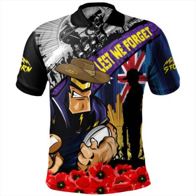 Melbourne Storm Polo Shirt United In Spirit Anzac Day Tribute