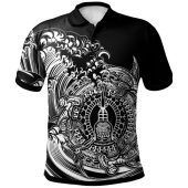 (KALIKU MAN) Australia Torres Strait Islands Inspired Polo Shirt - Torres Strait Islands in Wave (Black)