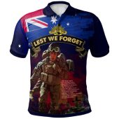 Australia Anzac Day Polo Shirt - Custom Lest We Forget Rosemary Soldier Anzac Spirit Polo Shirt