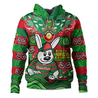 South Sydney Rabbitohs Hoodie Custom Naidoc Keep the Fire Burning! Blak, Loud & Proud Home Jersey