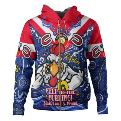 Sydney Roosters Hoodie Custom Naidoc Keep the Fire Burning! Blak, Loud & Proud Home Jersey
