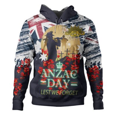Australia Anzac Day Blue Hoodie - Remembrance Poppy Lest We Forget