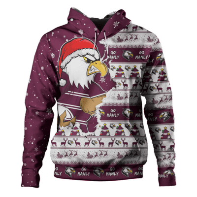 Manly Warringah Sea Eagles Hoodie Merry Christmas Our Beloved Team Scratch Style