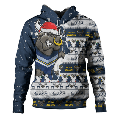 North Queensland Cowboys Hoodie Merry Christmas Our Beloved Team Scratch Style