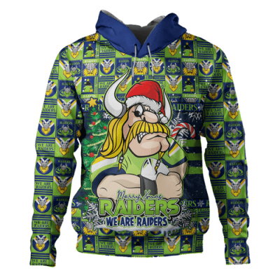 Canberra Raiders Hoodie Merry Ugly Christmas Comic Style