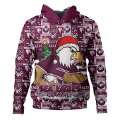 Manly Warringah Sea Eagles Hoodie Merry Ugly Christmas Comic Style