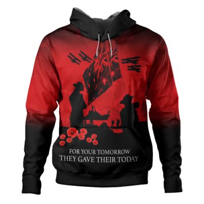 Australia Anzac Hoodie Anzac Day Poppy Flowers Red Black Blue