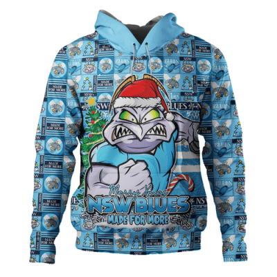 New South Wales Blues Hoodie Merry Ugly Christmas Comic Style