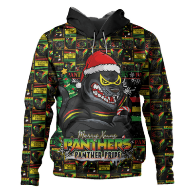 Penrith Panthers Hoodie Merry Ugly Christmas Comic Style