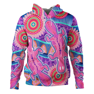 Australia Platypus Aboriginal Hoodie - Pink Platypus With Aboriginal Art Dot Painting Patterns Inspired Hoodie