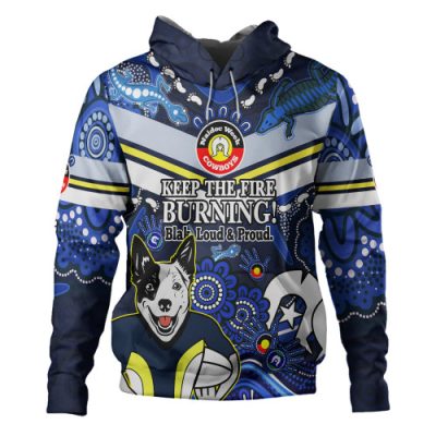 North Queensland Cowboys Hoodie Custom Naidoc Keep the Fire Burning! Blak, Loud & Proud Home Jersey