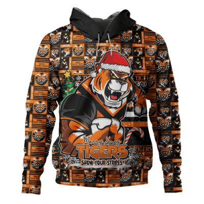 Wests Tigers Hoodie Merry Ugly Christmas Comic Style