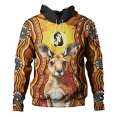 Australia Hoodie Aboriginal Kangaroo Dreaming With Dot Art