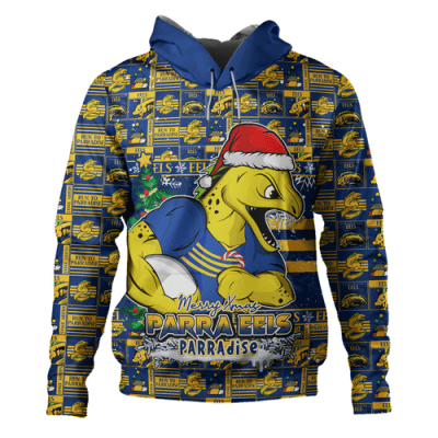 Parramatta Eels Hoodie Merry Ugly Christmas Comic Style