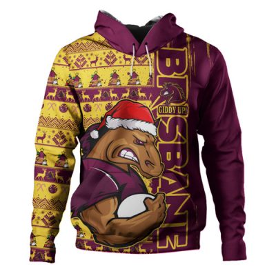 Brisbane Broncos Hoodie Merry Ugly Xmas Nordic Pattern Style