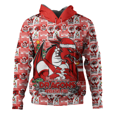 St. George Illawarra Dragons Hoodie Merry Ugly Christmas Comic Style
