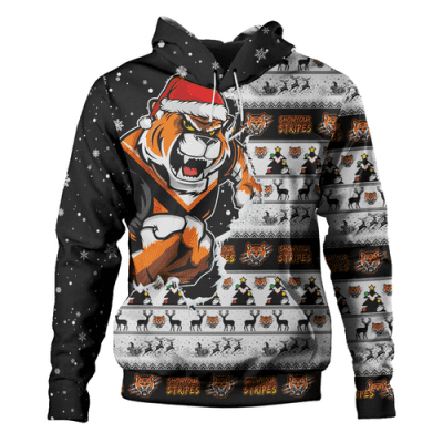 Wests Tigers Hoodie Merry Christmas Our Beloved Team Scratch Style