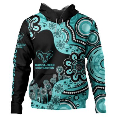 Australia Hoodie Custom Aboriginal Indigenous Dot Painting Turquoise