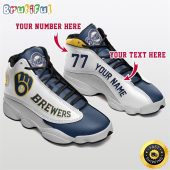MLB Milwaukee Brewers Custom Name Number Air Jordan 13 Shoes V5