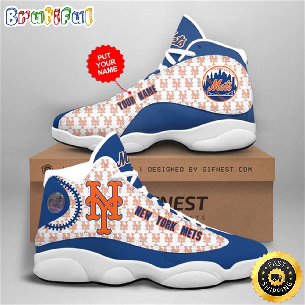 MLB New York Mets Custom Name Air Jordan 13 Shoes V7
