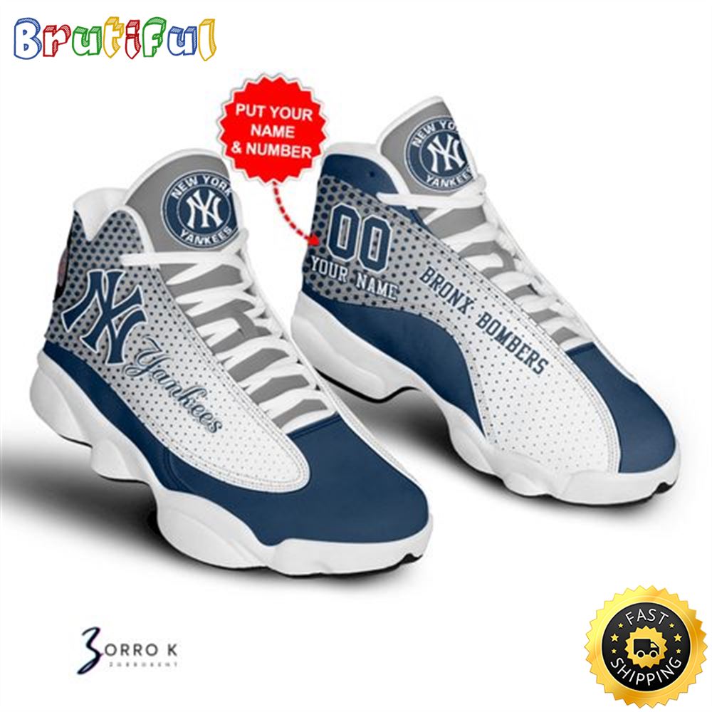 MLB New York Yankees Custom Name Number Air Jordan 13 Shoes V4 MLB New York Yankees Custom Name Number Air Jordan 13 Shoes V4