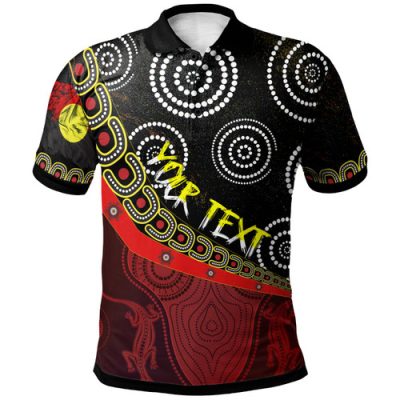 [Custom] Australia Breakout Polo Shirt - Aboriginal Inspired Flags & Dot Acrylic Paint Style Naidoc VER2