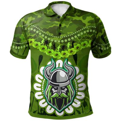 Canberra Raiders Anzac Custom Polo Shirt - Canberra Raiders Anzac With Poppies Soldiers Polo Shirt