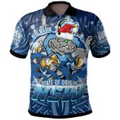 Cockroaches  Christmas Polo Shirt - Custom NSW Blues Cockroaches Mascot Aboriginal Inspired Christmas Polo Shirt