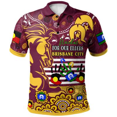 Brisbane Broncos Naidoc Week Custom Polo Shirt - For Our Elders Broncos Aboriginal Inspired Polo Shirt