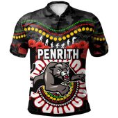 Penrith Panthers Anzac Custom Polo Shirt - Anzac Rugby Aboriginal Inspired Pattern Polo Shirt