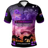 Australia War Animal Memorial Custom Polo Shirt - Spirit Live On Purple Poppy Polo Shirt