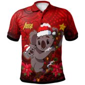 Aboriginal Christmas Polo Shirt - Custom Aussie Koala Christmas Tree with Aboriginal Inspired Polo Shirt